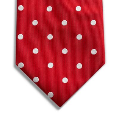 polka dotted ties. This red polka dot tie is made