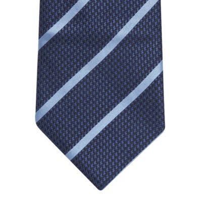 blue striped tie. Blue bold stripe silk tie