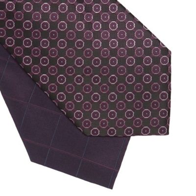 Pack of two wine geometric print ties