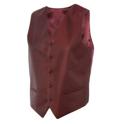 Wine diamond geometric print waistcoat                                                                                          