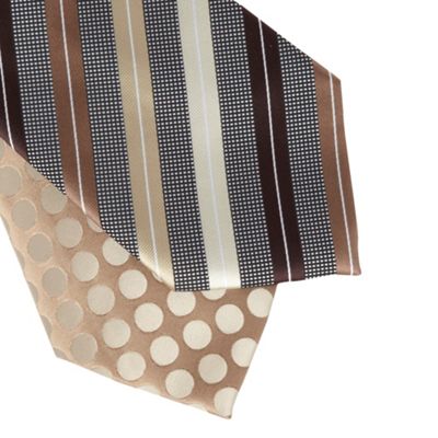 Natural striped and spotted tie set