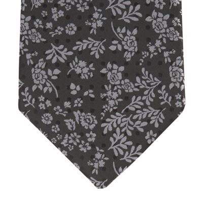 Black dot floral tie