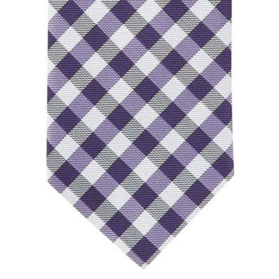 Purple gingham checked tie