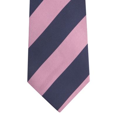 Designer pink wide stripe silk tie                                                                                              