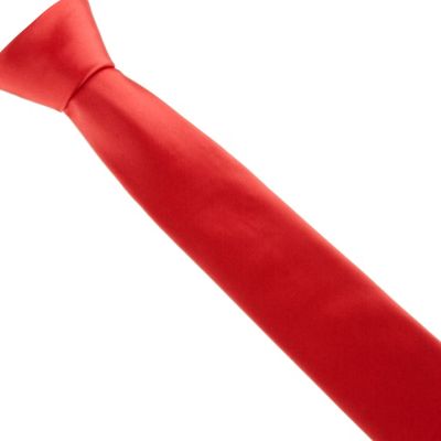 Red plain skinny blade tie                                                                                                      