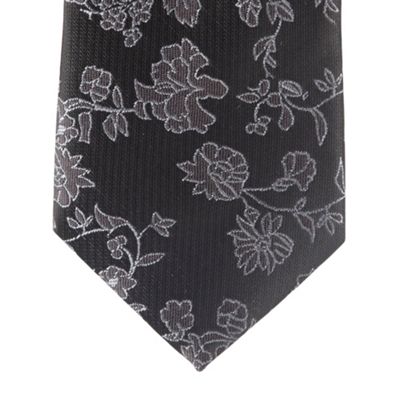 Grey floral slim tie                                                                                                            