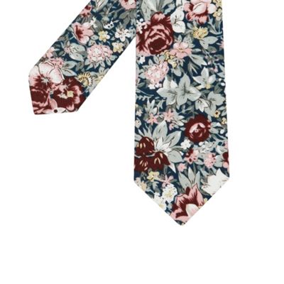 Navy floral skinny tie                                                                                                          