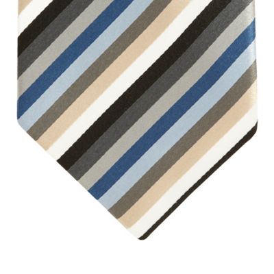 Gold multi striped silk tie                                                                                                     