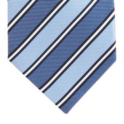 Blue diagonal striped silk tie                                                                                                  