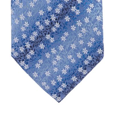Blue mini floral silk tie                                                                                                       