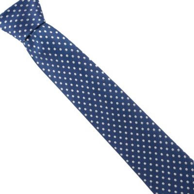 Blue polka dotted silk tie                                                                                                      