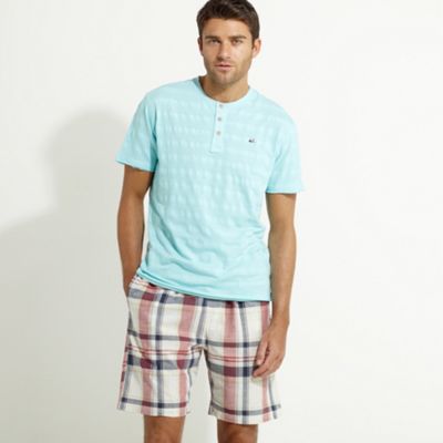 Mantaray Aqua grandad t-shirt and woven shorts