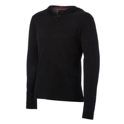 Black long sleeved hooded t-shirt