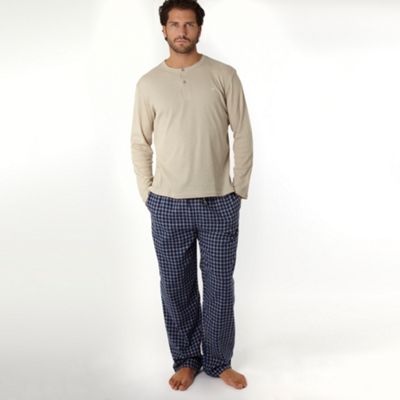 Natural waffle granddad t-shirt and trousers set