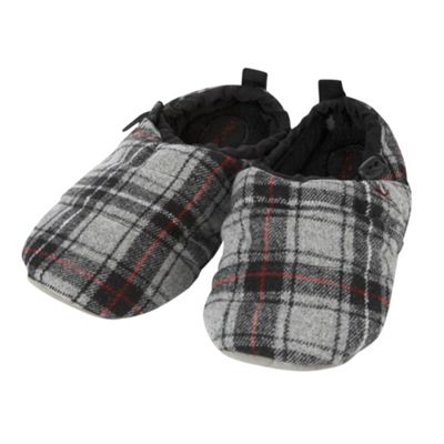 Mantaray Grey checked sleeping bag slippers