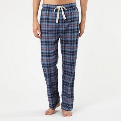 Blue brush checked pyjama trousers