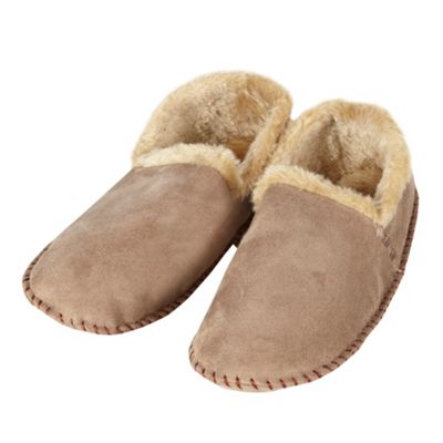 Taupe faux suede carpet slippers