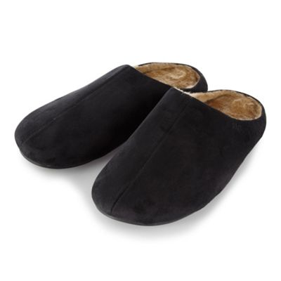 Black faux suede mule slippers                                                                                                  