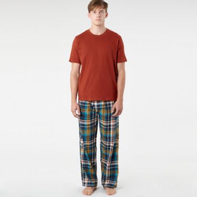 Orange Brushed Pyjama Bottoms And T-shirt Set