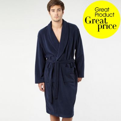 Navy fleece dressing gown