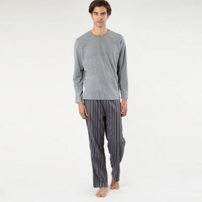 Grey top and trousers brushed lounge wear set