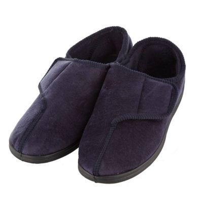 Navy velcro carpet slippers