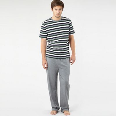 Maine New England Green block stripe t-shirt and trousers lounge