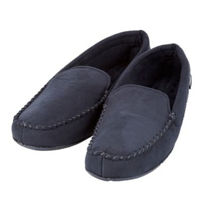 Navy moccasin slippers