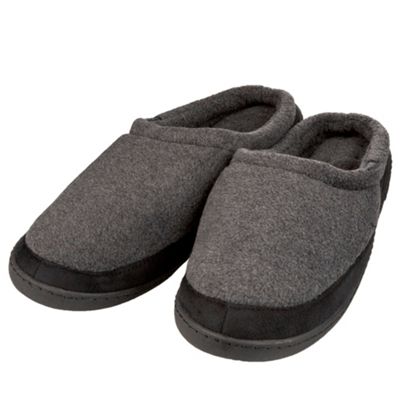 Grey fleece mule slippers