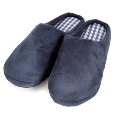 Navy faux suede mules