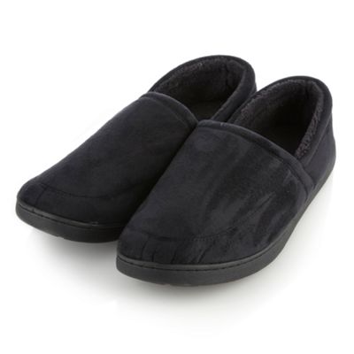Black suedette memory foam slippers