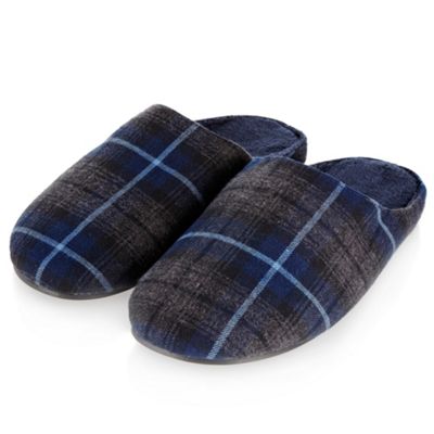 Designer navy checked mule slippers