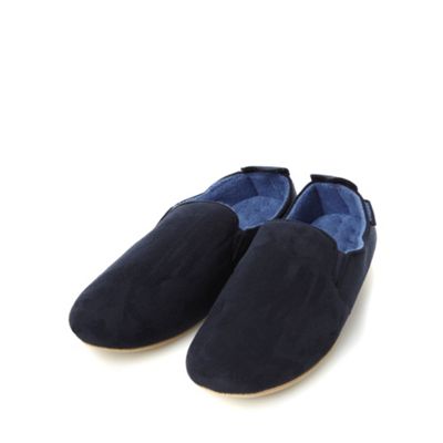 Navy faux suede soled carpet slippers                                                                                           