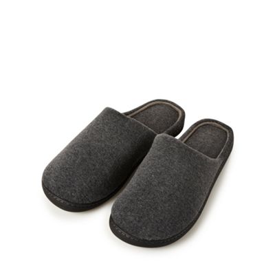 Dark grey towelling mule slippers                                                                                               