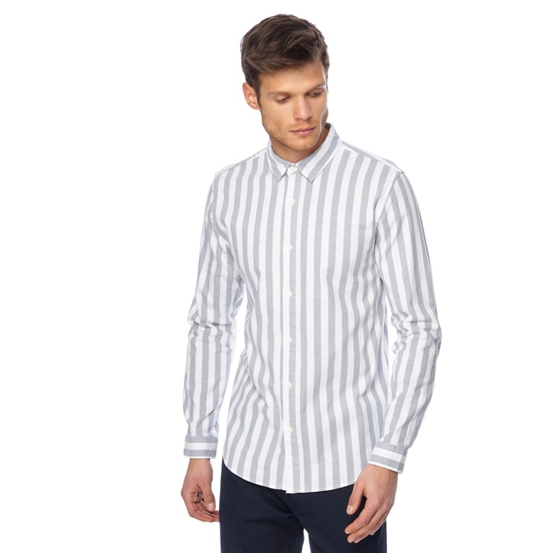 Red Herring - Big And Tall Grey Wide Stripe Slim Fit Oxford Shirt Review