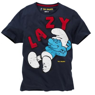 Navy lazy Smurf print t-shirt