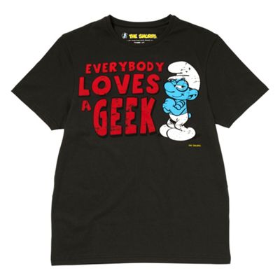 Grey geeky Smurf print t-shirt
