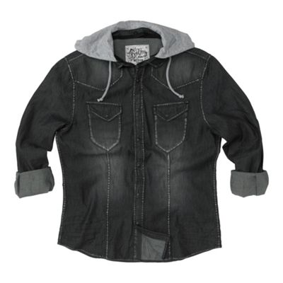 Denim hooded shirt top