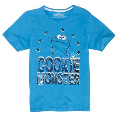 Bright blue Cookie Monster t-shirt