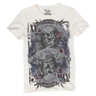 Red Herring Off white skull playing card t-shirt