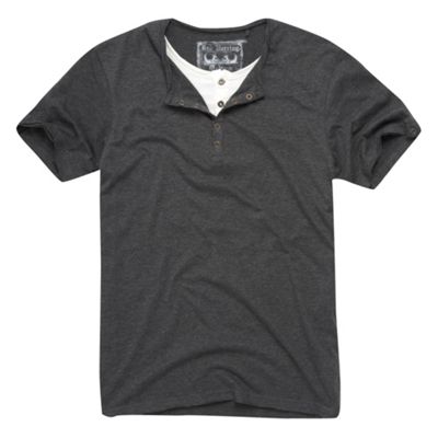 Dark grey double layer grandad t-shirt