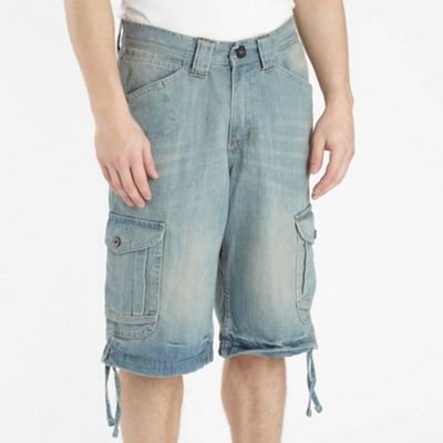 Light blue denim cargo shorts