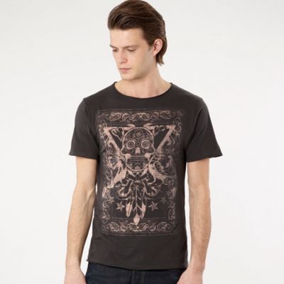Near black devil skull print t-shirt