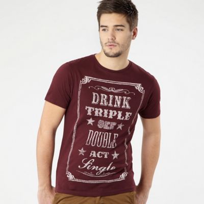 Dark red Drink triple slogan t-shirt