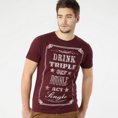 Red Herring Dark red Drink triple slogan t-shirt