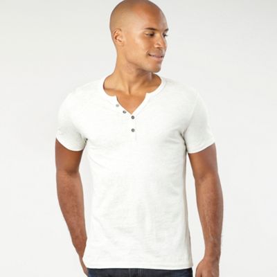 Cream open notch neck t-shirt