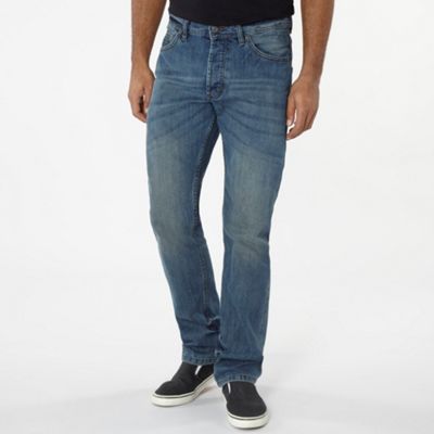 Blue mid wash straight leg jeans