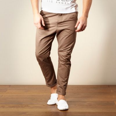 Light brown carrot leg chino trousers