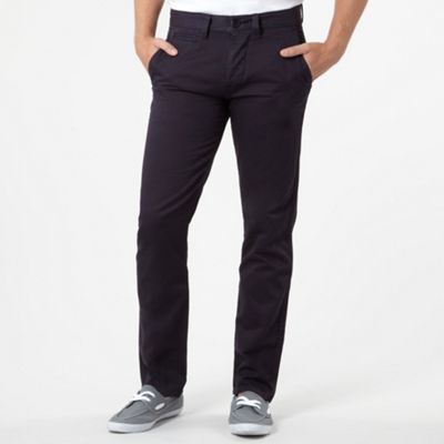 Navy slim leg brushed chino trousers