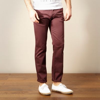 Purple slim leg brushed chino trousers